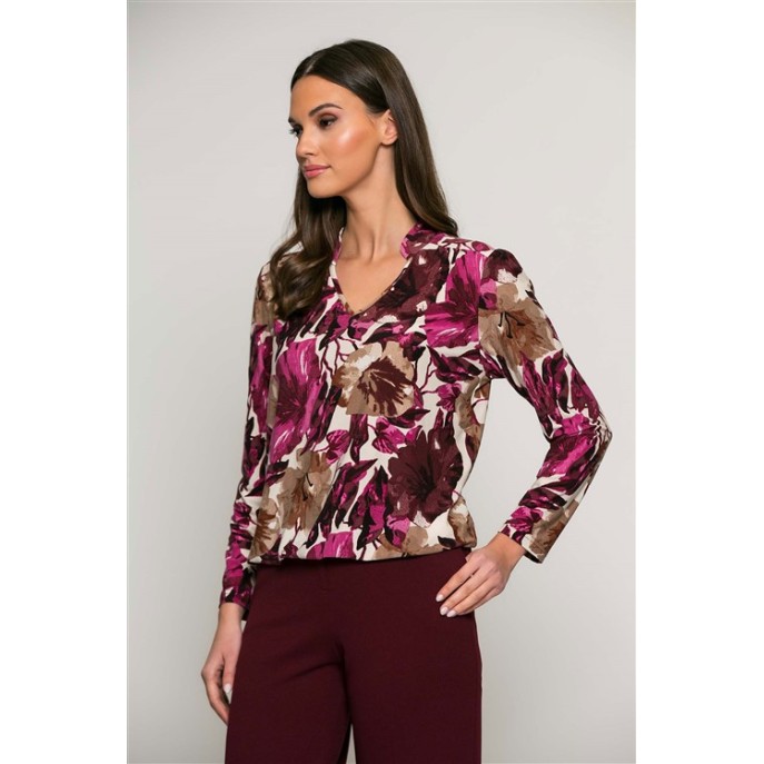 Batida blouson Shirt vhals Magenta Blossom